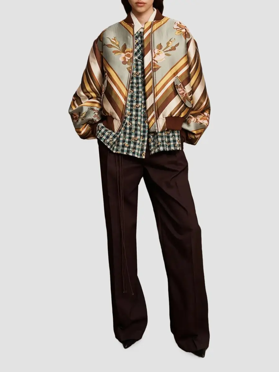 ALÉMAIS Women's La Rosa Printed Jacquard Bomber Jacket | Thumbnail 2