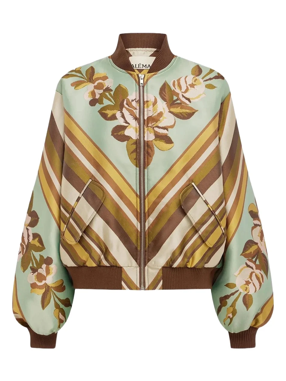 ALÉMAIS Women's La Rosa Printed Jacquard Bomber Jacket