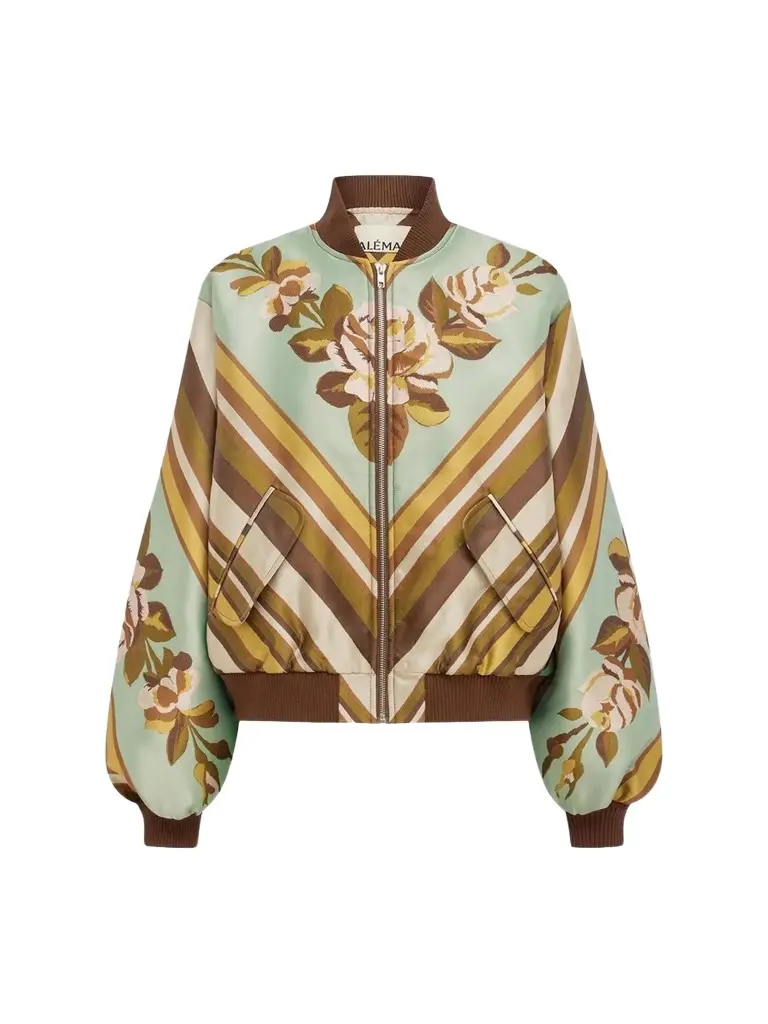 Women's La Rosa Printed Jacquard Bomber Jacket Women's La Rosa Printed Jacquard Bomber Jacket