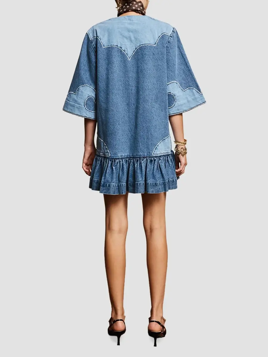 ALÉMAIS Women's Jesse Appliqué Denim Mini Dress | Thumbnail 3 ALÉMAIS Women's Jesse Appliqué Denim Mini Dress | Thumbnail 3