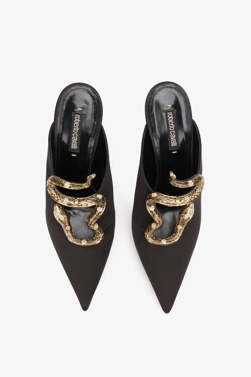 Roberto Cavalli Black Mules with Jewel Snake Detail | Thumbnail 4 Roberto Cavalli Black Mules with Jewel Snake Detail | Thumbnail 4