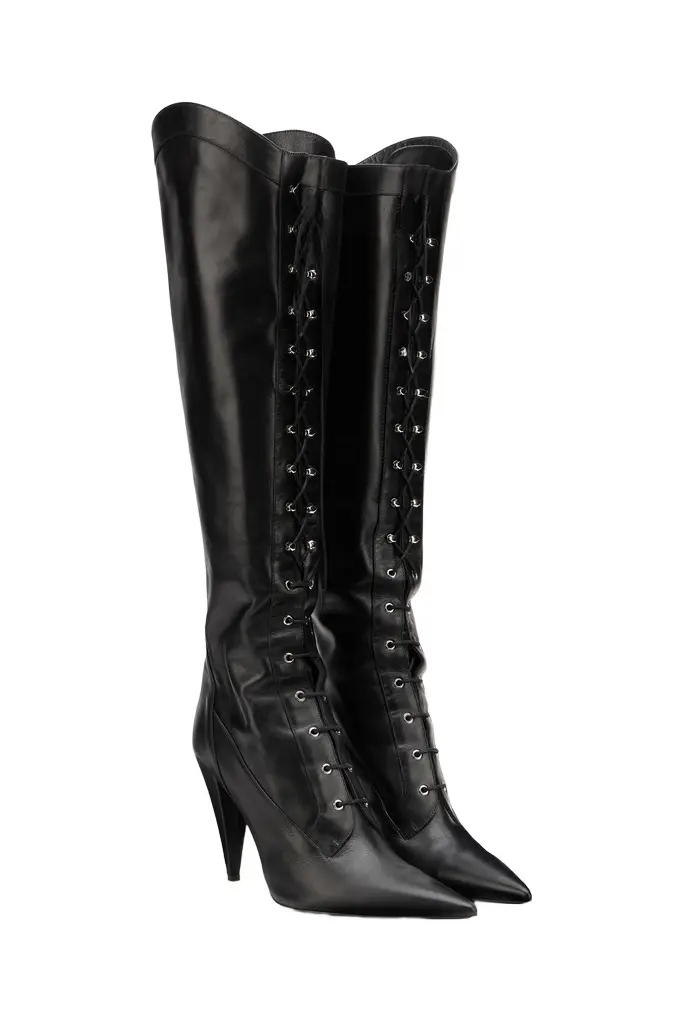 Roberto Cavalli Black Leather High Heel Boots
