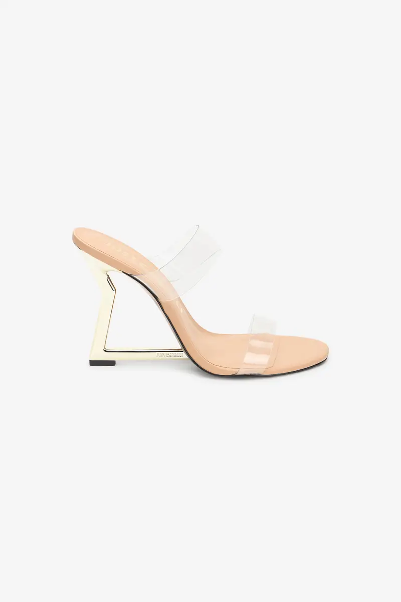 Roberto Cavalli Nude Mules With Geometric Heel | Thumbnail 2 Roberto Cavalli Nude Mules With Geometric Heel | Thumbnail 2