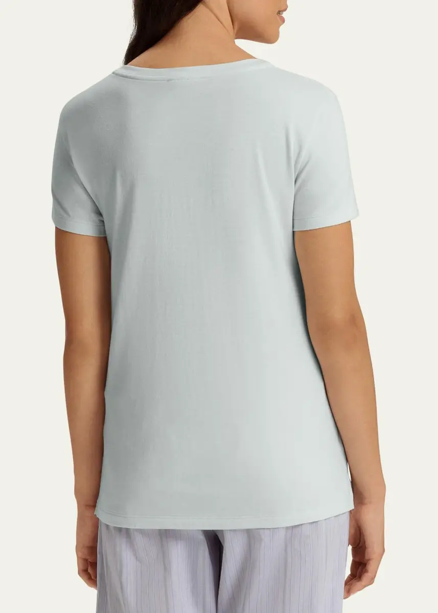 Hanro V-Neck Sleep and Lounge Cotton T-Shirt | Thumbnail 3 Hanro V-Neck Sleep and Lounge Cotton T-Shirt | Thumbnail 3