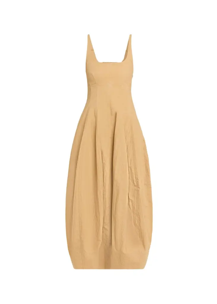 Nina Sleeveless Open-Back Cotton Midi Dress