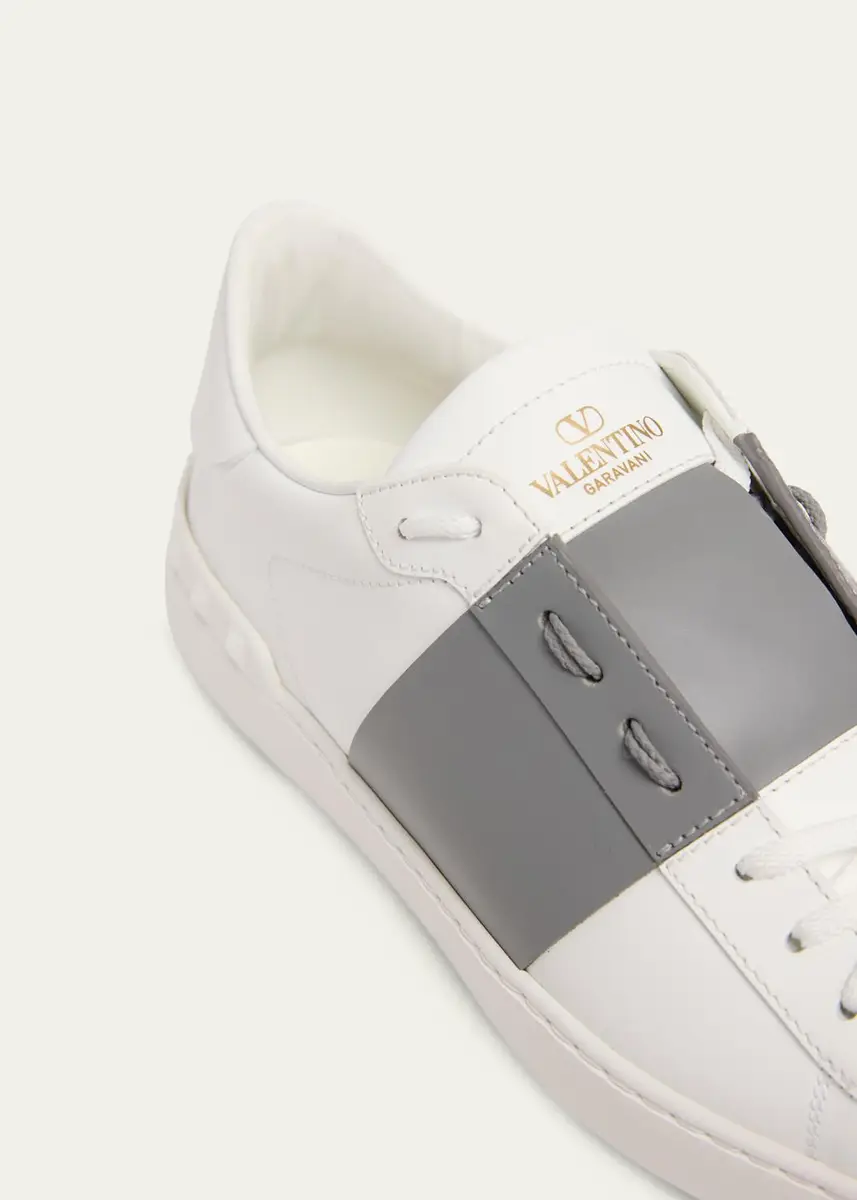 Valentino Garavani Men's Open Calfskin Sneakers | Thumbnail 4 Valentino Garavani Men's Open Calfskin Sneakers | Thumbnail 4