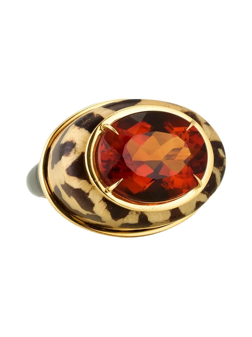 Silvia Furmanovich 18K Cheetah Marquetry Ring with Citrine