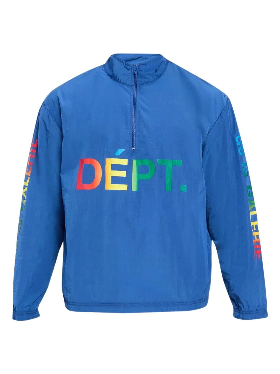 Men's Nylon Multicolor Logo Quarter-Zip Jacket