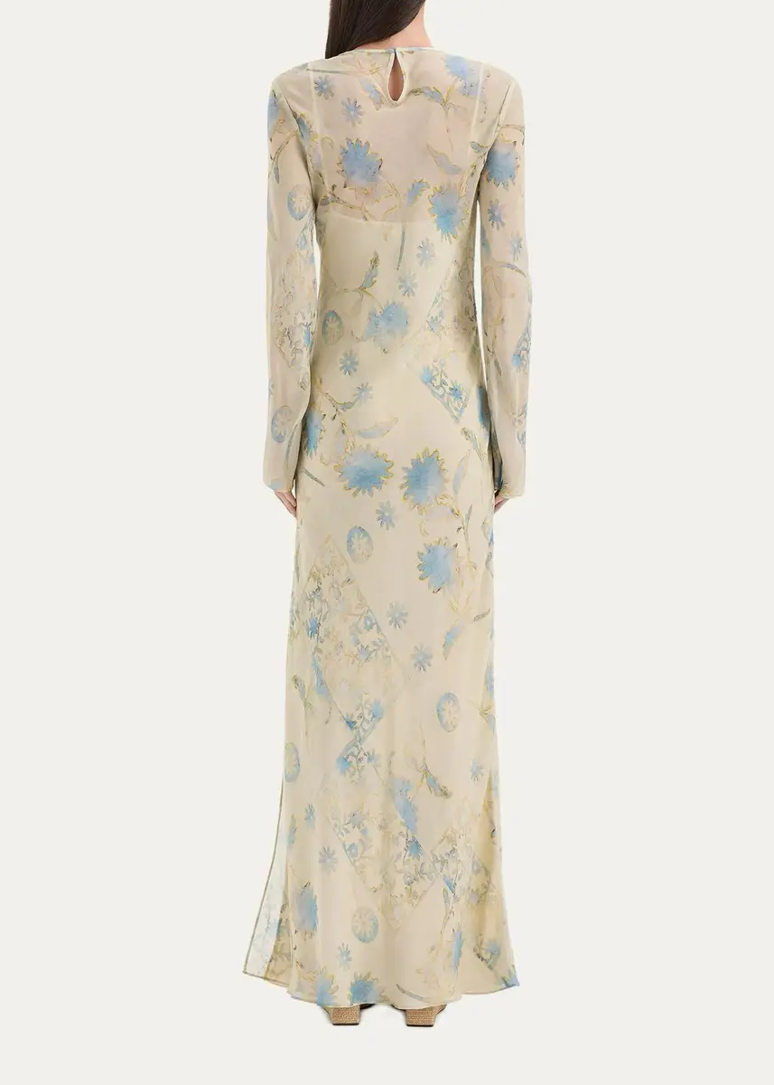 SIR. Cecile Floral Chiffon Long-Sleeve Maxi Dress | Thumbnail 3