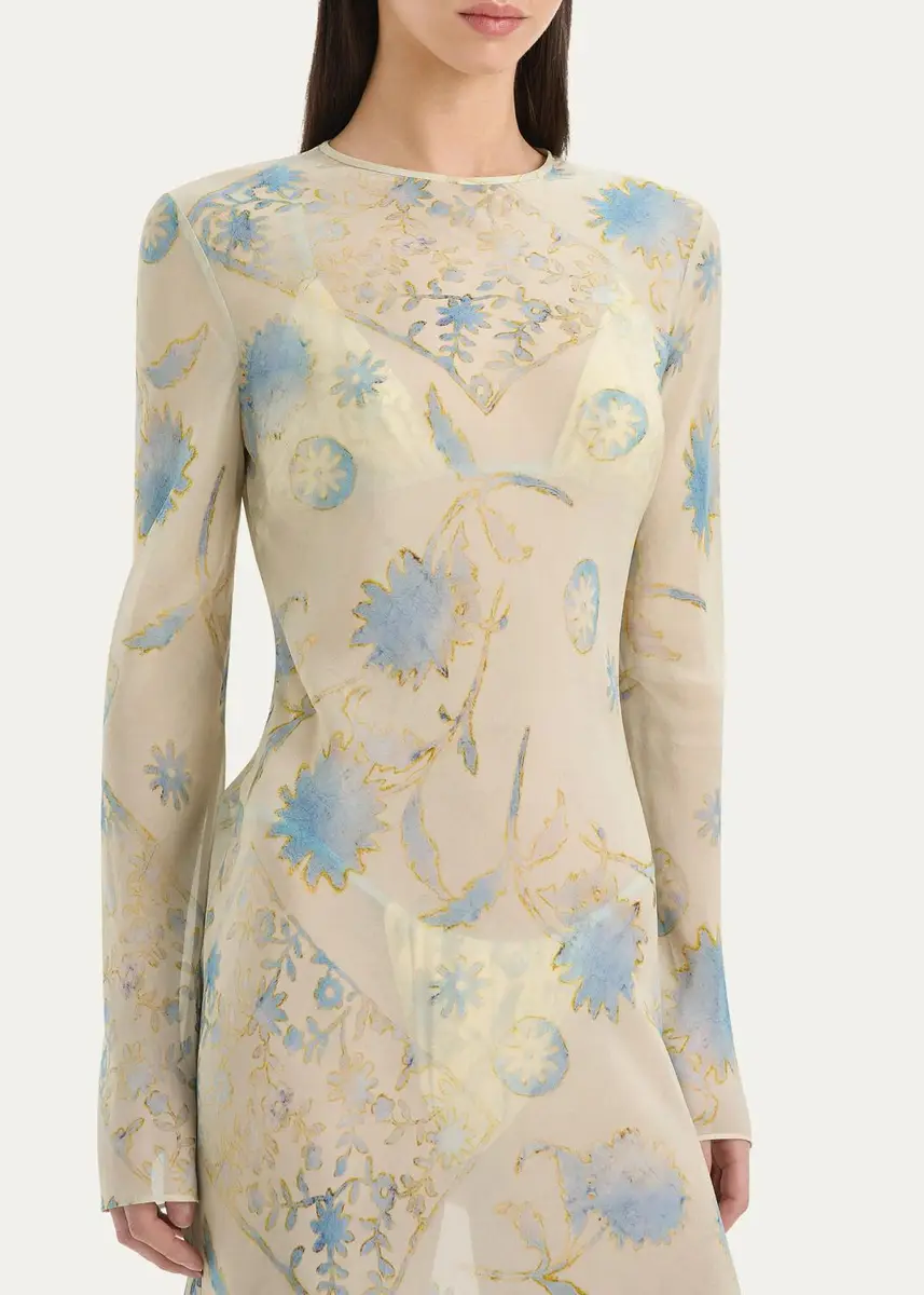 SIR. Cecile Floral Chiffon Long-Sleeve Maxi Dress | Thumbnail 5