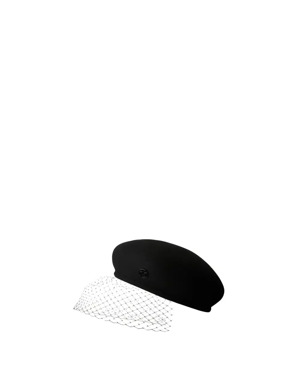 Maison Michel New Bonnie Black Veil Felt Beret | Thumbnail 2