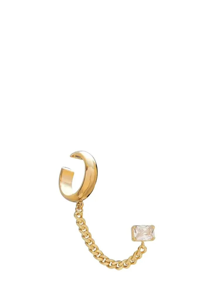 14K Gold-Plated Crystal Tether Earring, Single