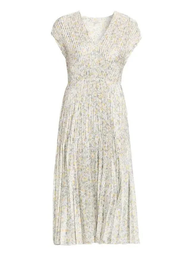 Citrine Bloom Pleated Satin Dress Citrine Bloom Pleated Satin Dress