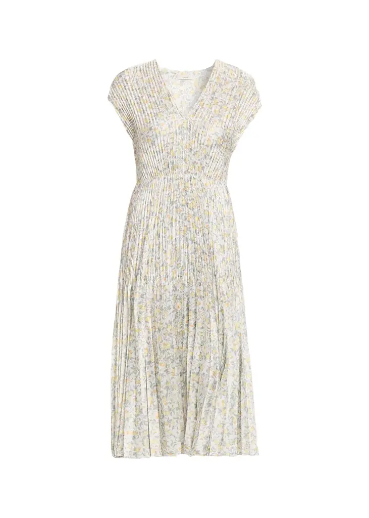 Citrine Bloom Pleated Satin Dress Citrine Bloom Pleated Satin Dress