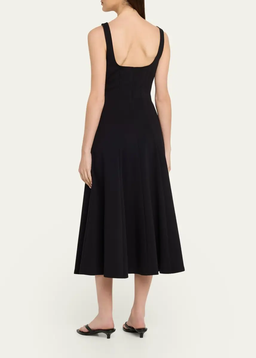 Vince Seamed Square-Neck Knit Midi Dress | Thumbnail 3 Vince Seamed Square-Neck Knit Midi Dress | Thumbnail 3