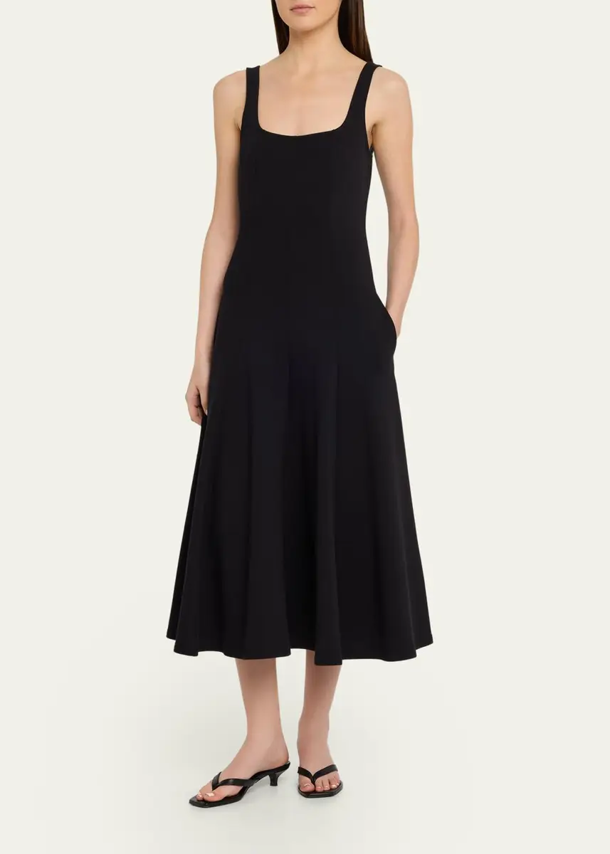 Vince Seamed Square-Neck Knit Midi Dress | Thumbnail 4 Vince Seamed Square-Neck Knit Midi Dress | Thumbnail 4