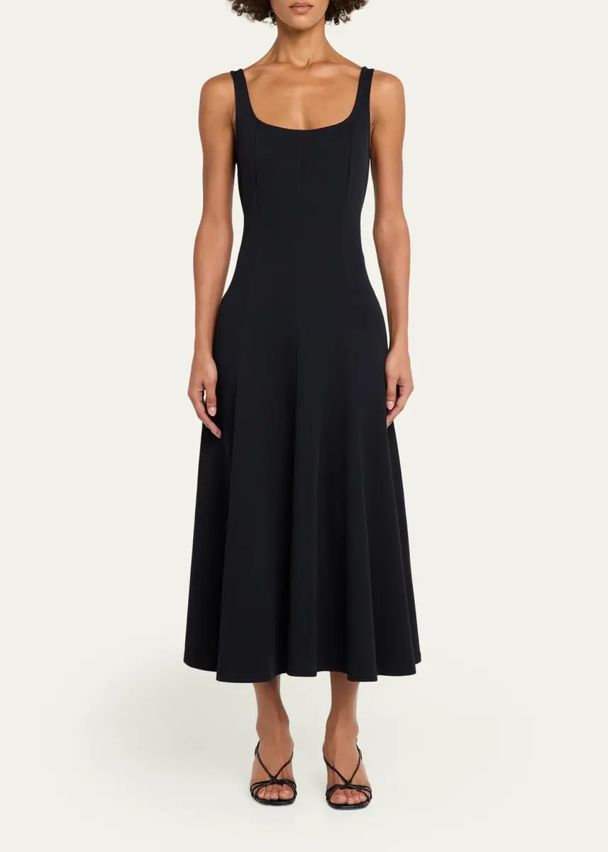 Vince Seamed Square-Neck Knit Midi Dress | Thumbnail 6 Vince Seamed Square-Neck Knit Midi Dress | Thumbnail 6