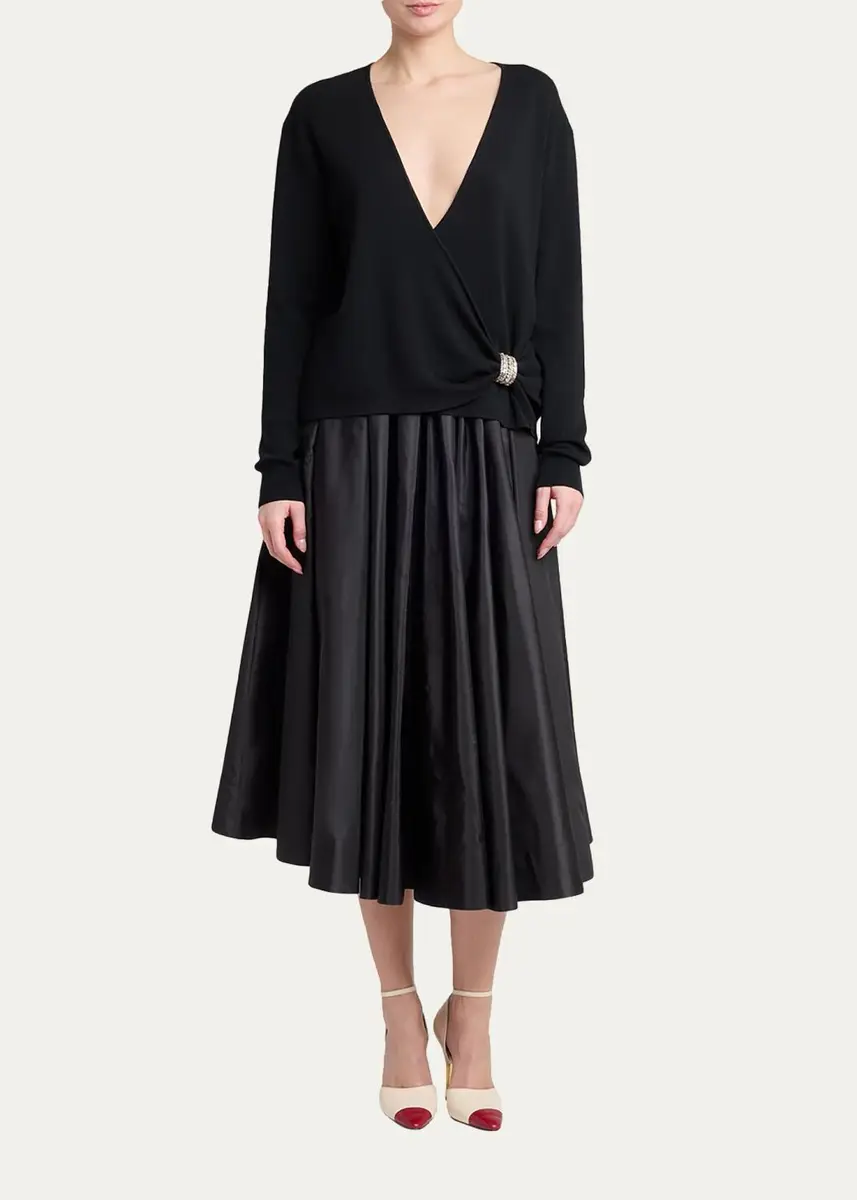Valentino Garavani Silk Taffeta Full Midi Skirt | Thumbnail 2 Valentino Garavani Silk Taffeta Full Midi Skirt | Thumbnail 2