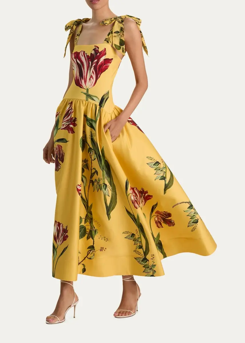 Alice + Olivia Oriana Floral Cotton-Blend Maxi Dress | Thumbnail 4 Alice + Olivia Oriana Floral Cotton-Blend Maxi Dress | Thumbnail 4