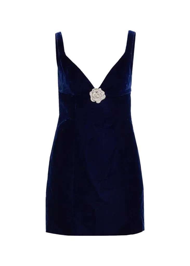 Cara Cara Gracie Velvet V-Neck Mini Dress