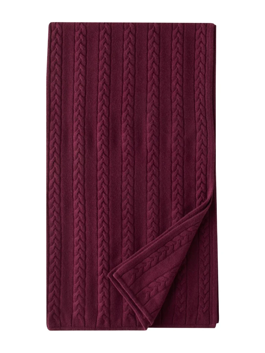TSE Cashmere Cashmere Cable-Knit Throw Blanket