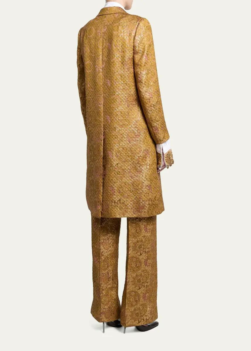Dries Van Noten Metallic Paisley Jacquard Single-Breasted Long Coat | Thumbnail 3