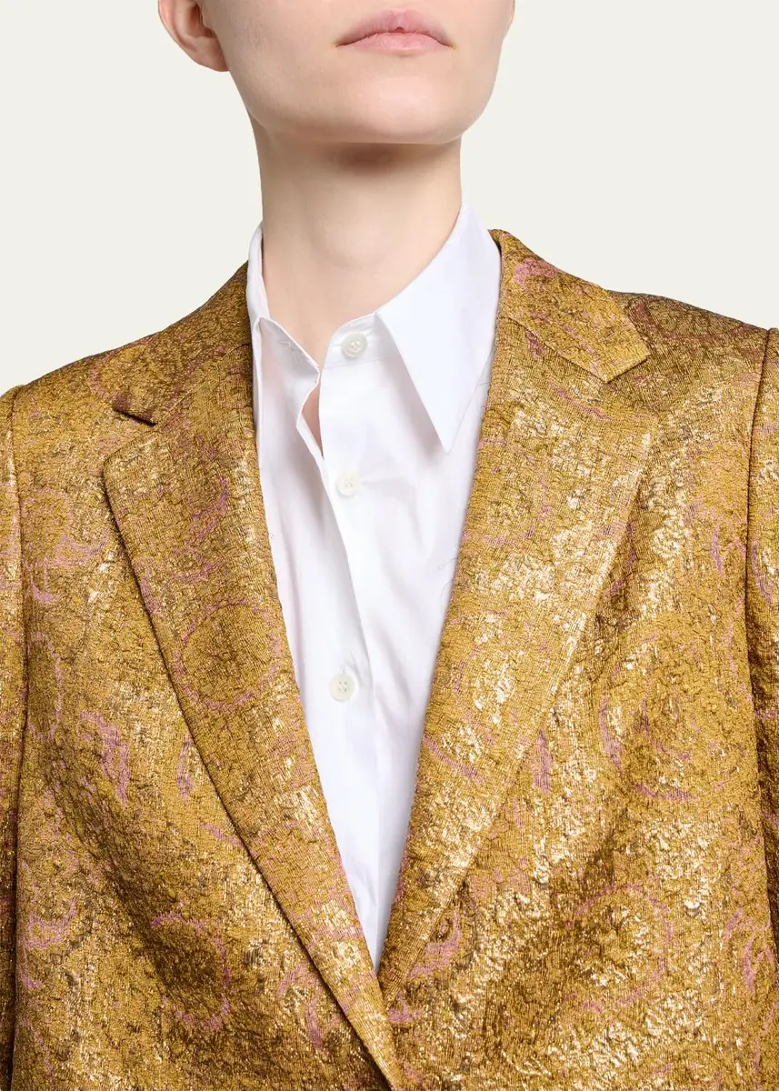 Dries Van Noten Metallic Paisley Jacquard Single-Breasted Long Coat | Thumbnail 5
