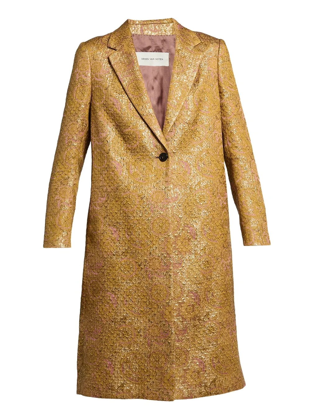 Metallic Paisley Jacquard Single-Breasted Long Coat Metallic Paisley Jacquard Single-Breasted Long Coat