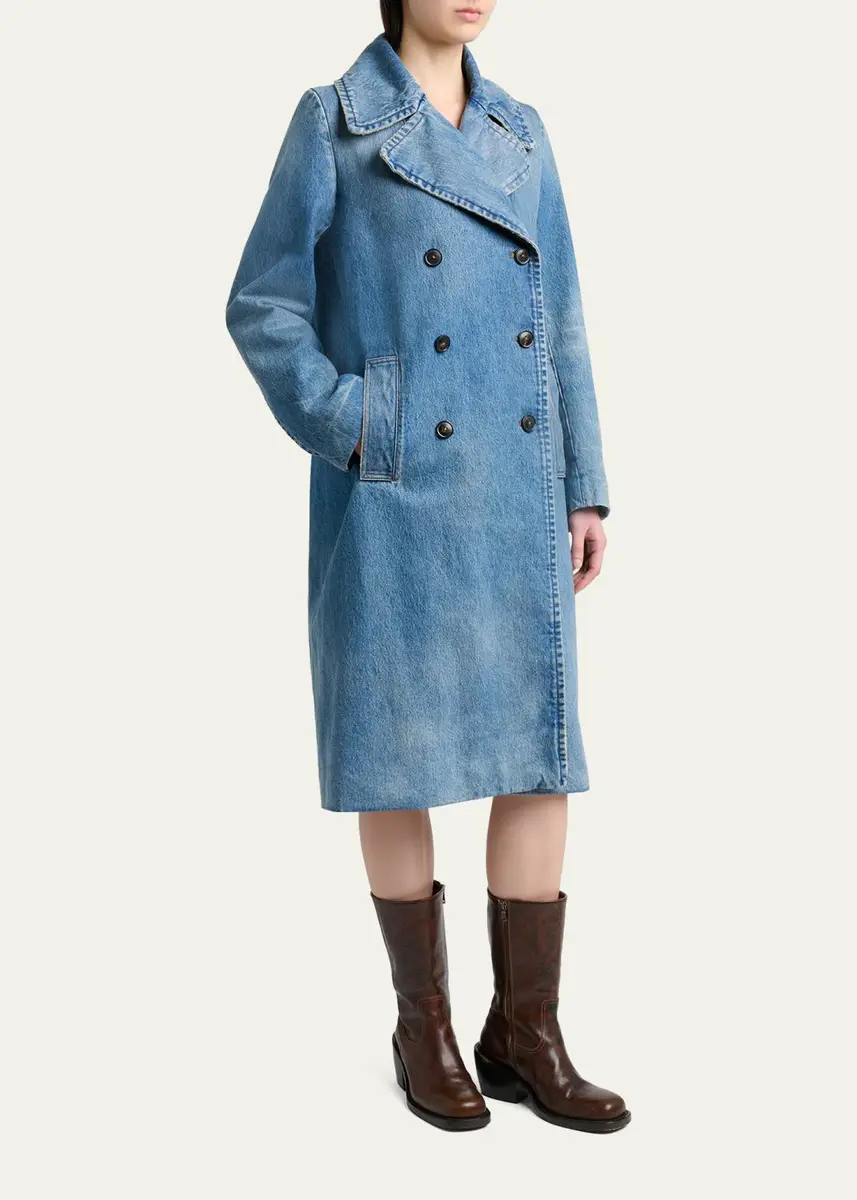 Dries Van Noten Riani Denim Double-Breasted Long Coat | Thumbnail 4