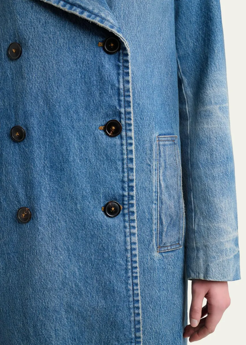 Dries Van Noten Riani Denim Double-Breasted Long Coat | Thumbnail 5