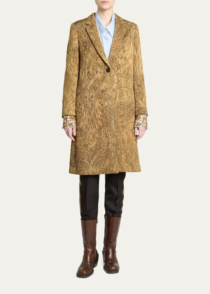 Dries Van Noten Paisley Jacquard Single-Breasted Coat | Thumbnail 2