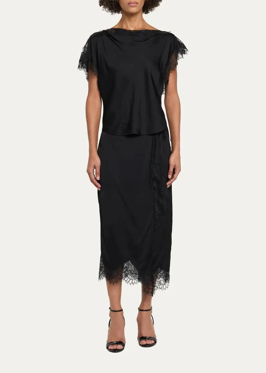 A.L.C. Luna Lace-Trim Satin Top | Thumbnail 2