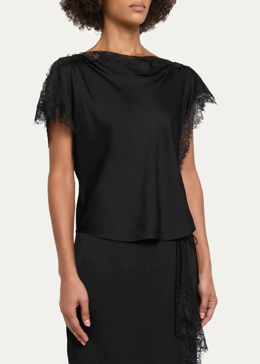 A.L.C. Luna Lace-Trim Satin Top | Thumbnail 4