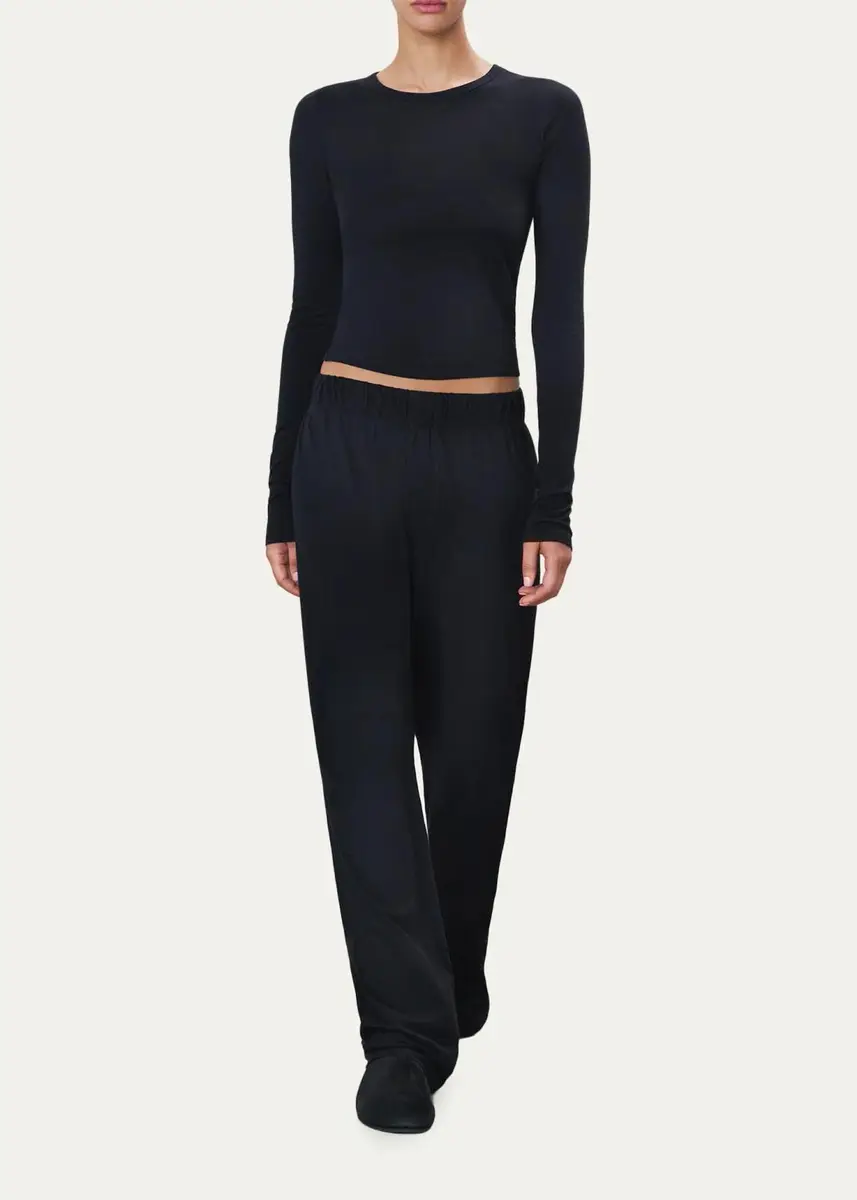ÉTERNE Fitted Crewneck Long-Sleeve T-Shirt | Thumbnail 2