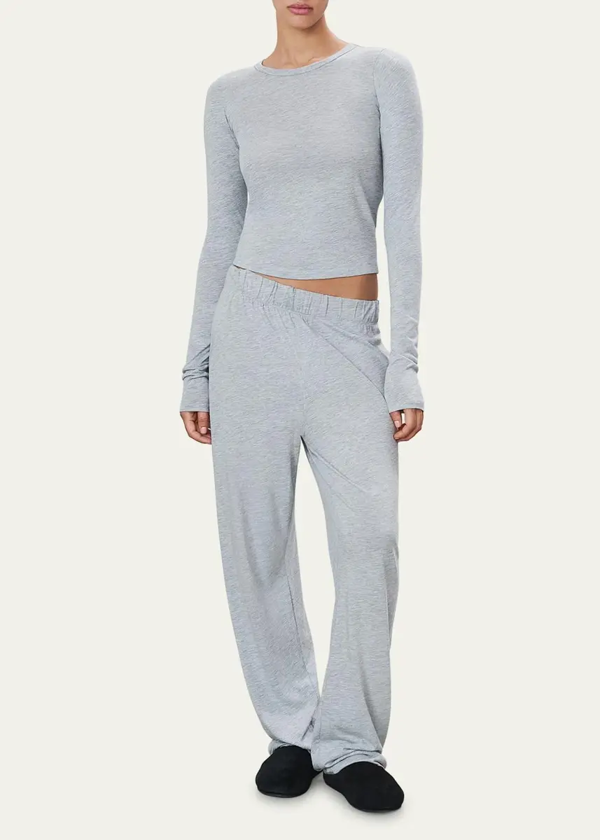 ÉTERNE Fitted Crewneck Long-Sleeve T-Shirt | Thumbnail 4