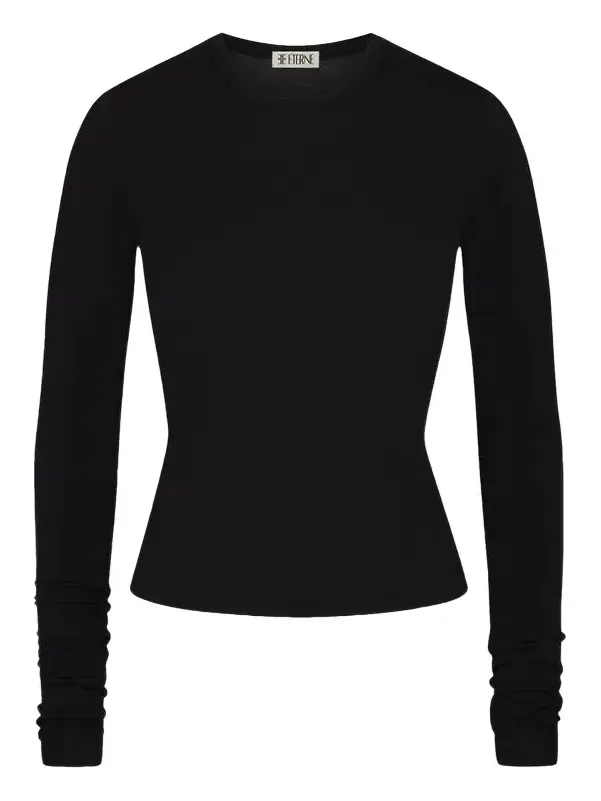 ÉTERNE Fitted Crewneck Long-Sleeve T-Shirt | Thumbnail 1 ÉTERNE Fitted Crewneck Long-Sleeve T-Shirt | Thumbnail 1