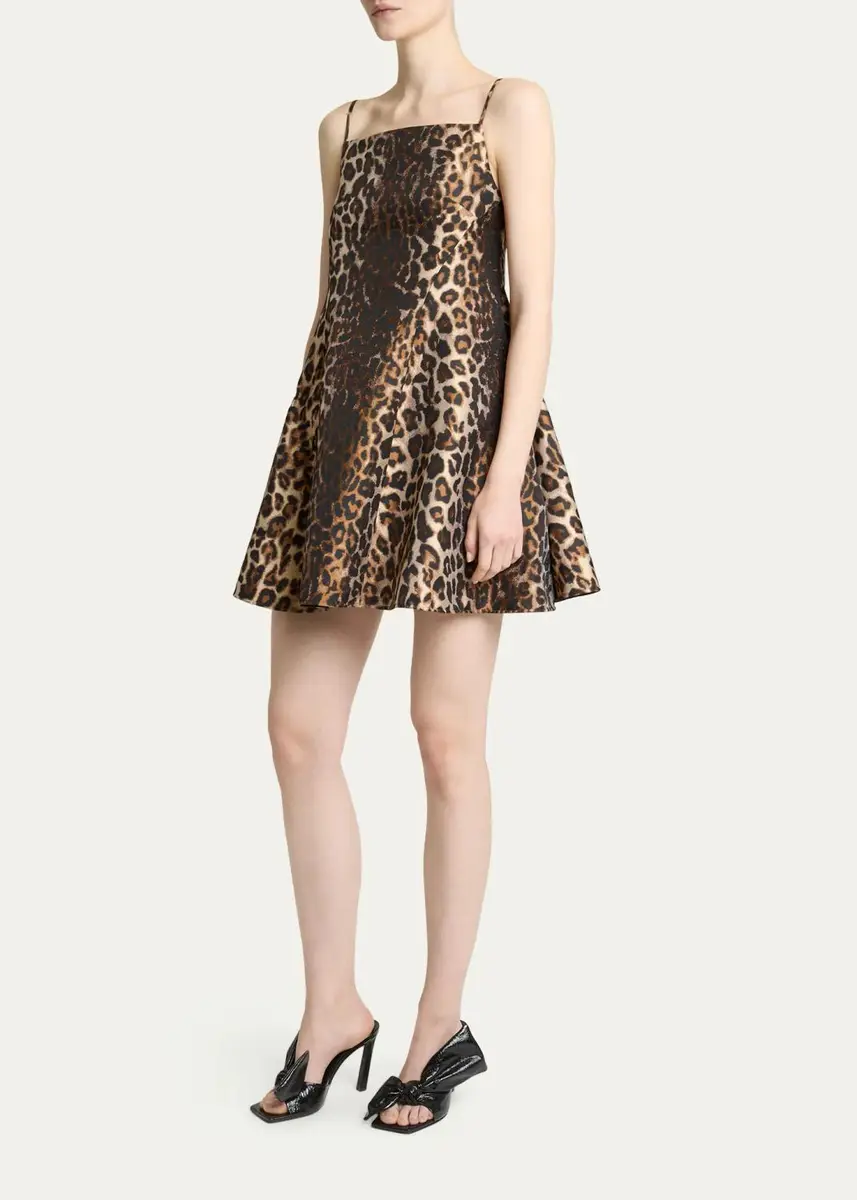 Givenchy Sleeveless Sliced Leopard Jacquard Mini Dress | Thumbnail 4