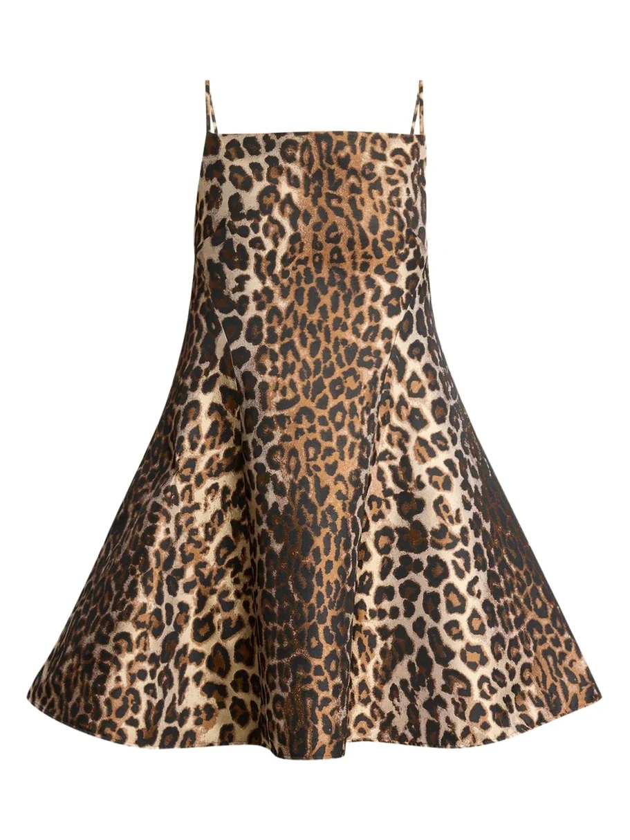 Givenchy Sleeveless Sliced Leopard Jacquard Mini Dress