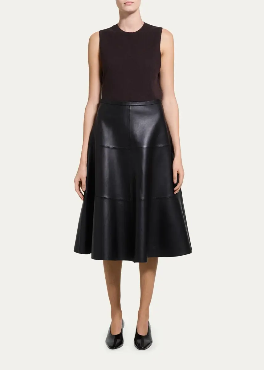 Theory Leather Midi Circle Skirt | Thumbnail 2 Theory Leather Midi Circle Skirt | Thumbnail 2