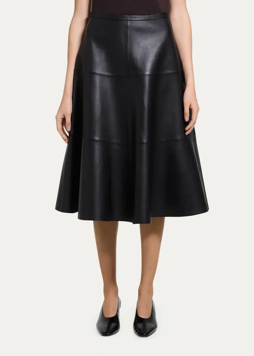 Theory Leather Midi Circle Skirt | Thumbnail 4 Theory Leather Midi Circle Skirt | Thumbnail 4