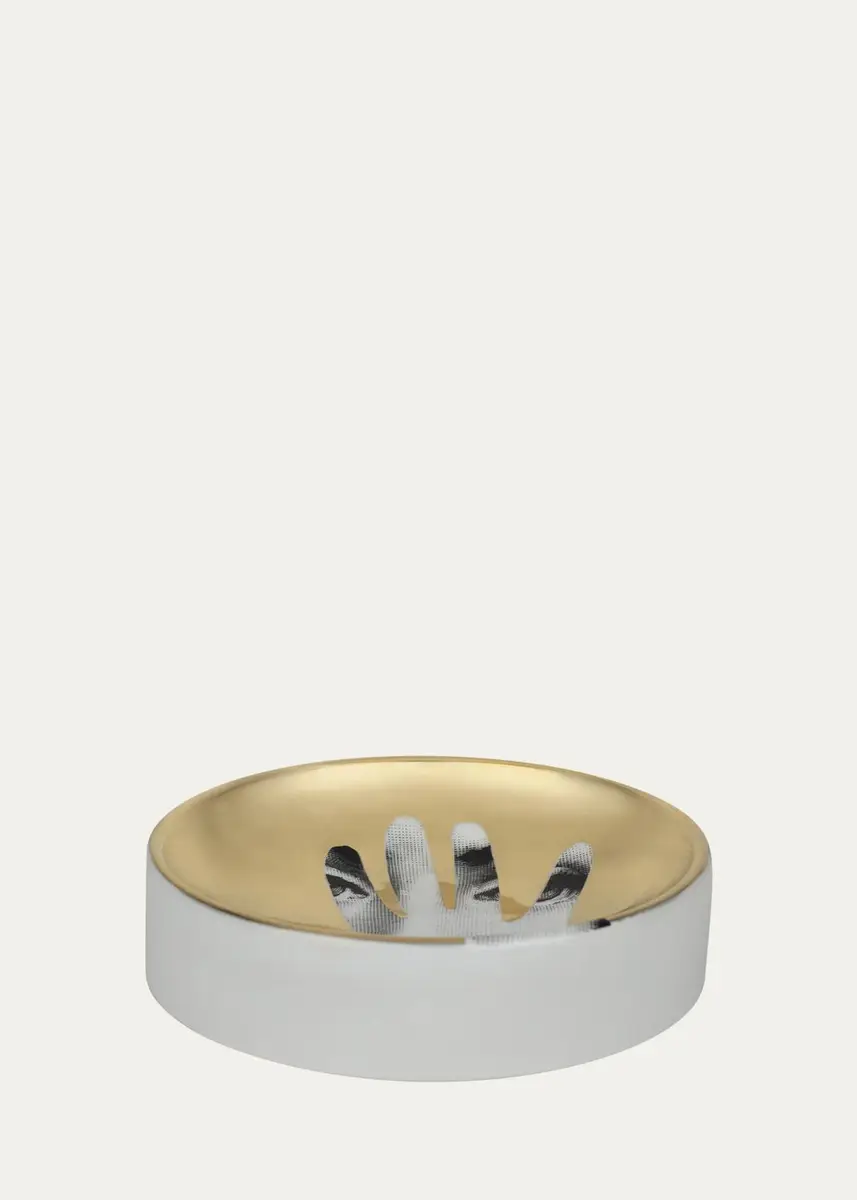 FORNASETTI Round Ashtray Tema e Variazioni n16 Gold Hand Over Face | Thumbnail 2 FORNASETTI Round Ashtray Tema e Variazioni n16 Gold Hand Over Face | Thumbnail 2