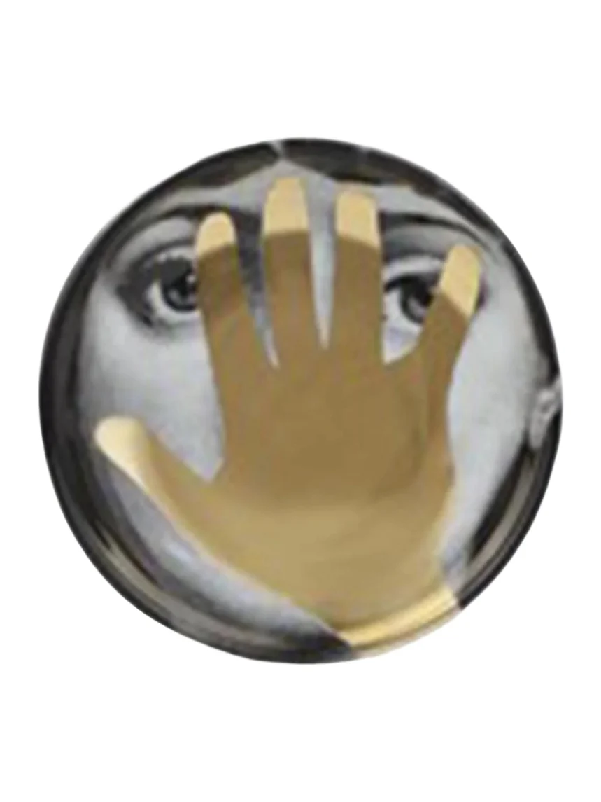 FORNASETTI Round Ashtray Tema e Variazioni n16 Gold Hand Over Face