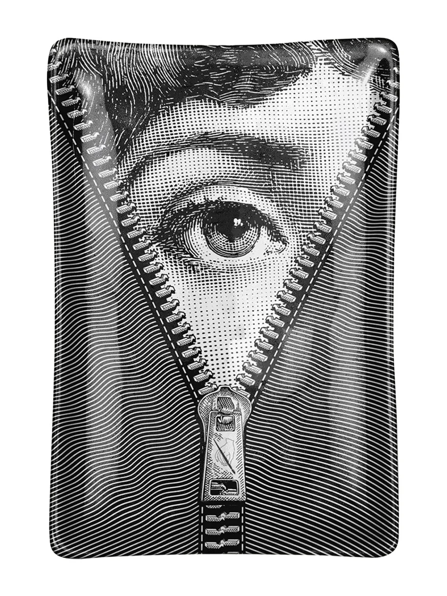 FORNASETTI Rectangular Ashtray Tema e Variazioni n401 Zipper Eye