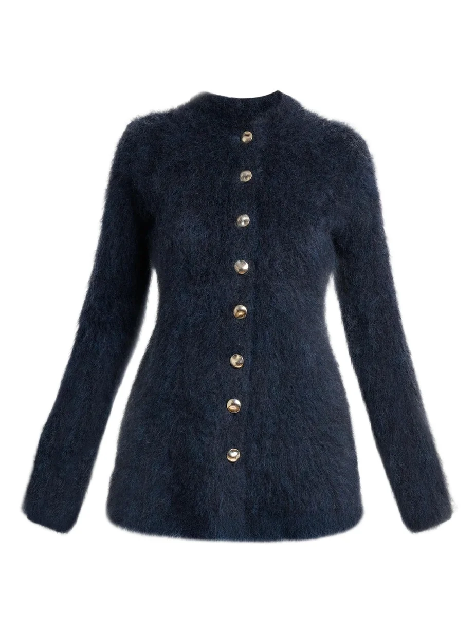 Aniza Fuzzy Mohair-Blend Cardigan Aniza Fuzzy Mohair-Blend Cardigan