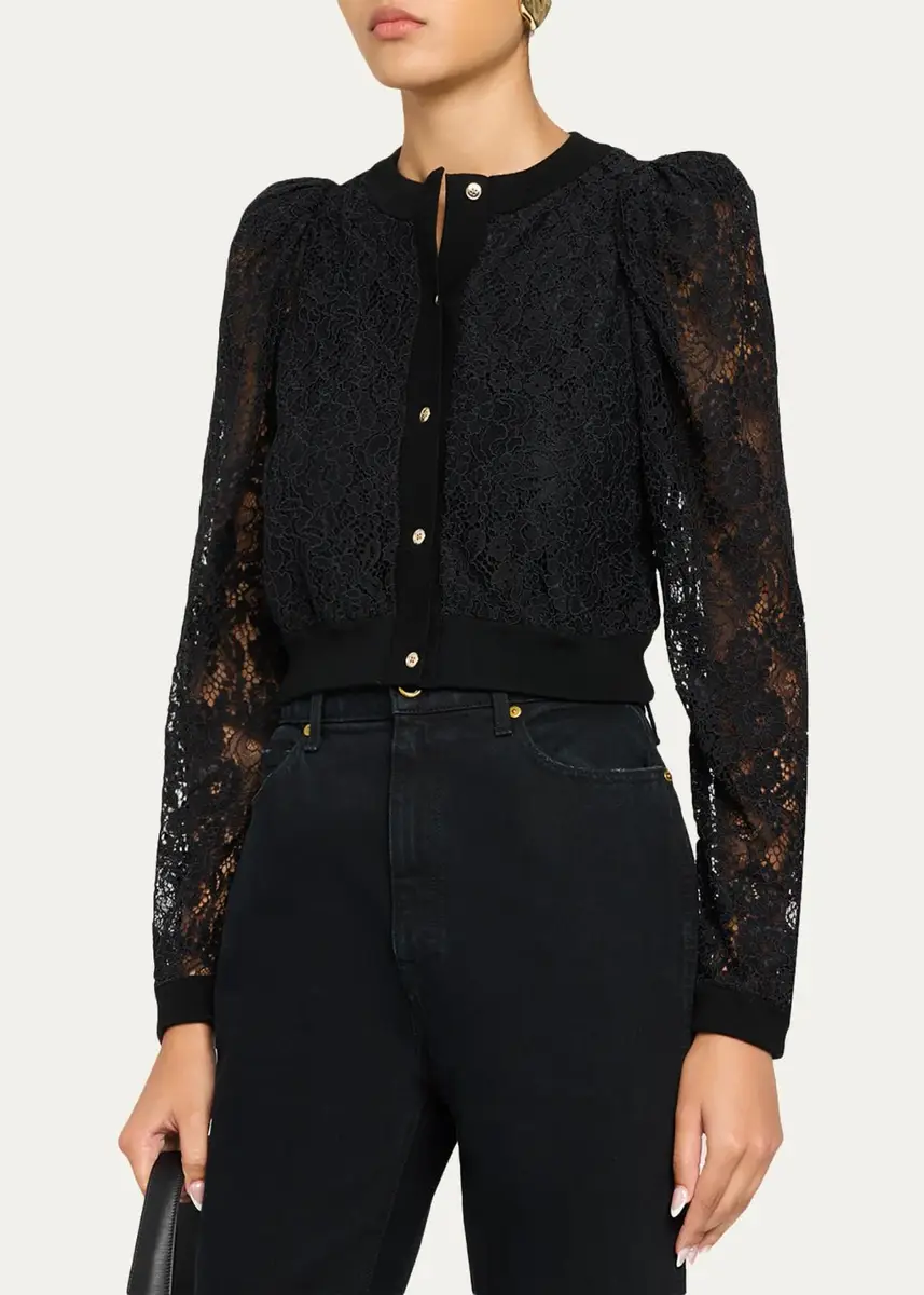 Alice + Olivia Kitty Lace Overlay Cardigan | Thumbnail 4 Alice + Olivia Kitty Lace Overlay Cardigan | Thumbnail 4
