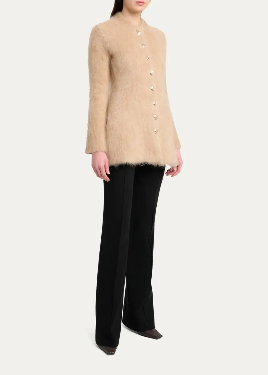 Proenza Schouler Aniza Fuzzy Mohair-Blend Crewneck Cardigan | Thumbnail 2 Proenza Schouler Aniza Fuzzy Mohair-Blend Crewneck Cardigan | Thumbnail 2