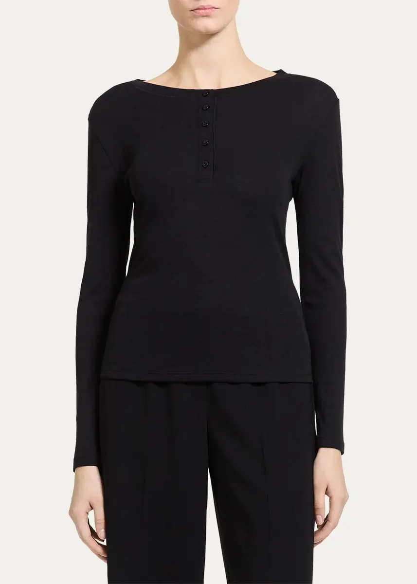 Theory Purl Henley Long-Sleeve T-Shirt | Thumbnail 9 Theory Purl Henley Long-Sleeve T-Shirt | Thumbnail 9