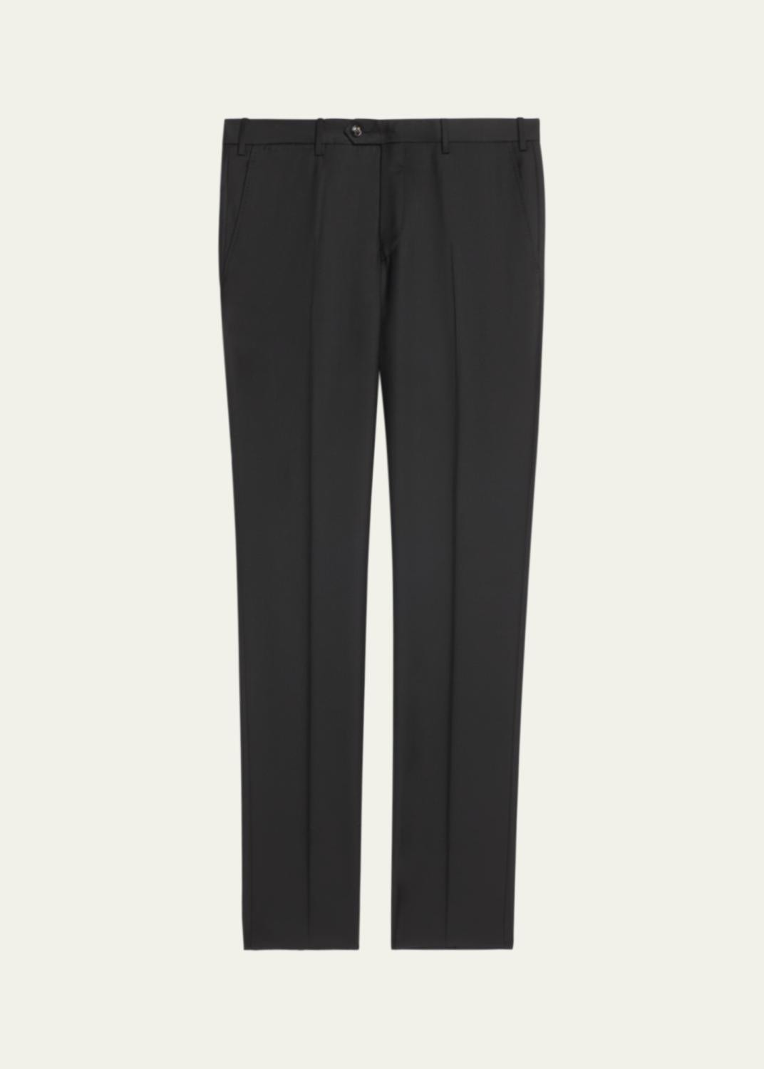 Giorgio Armani Men's Flat-Front Wool Trousers