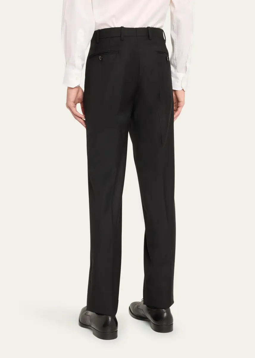 Giorgio Armani Men's Flat-Front Wool Trousers | Thumbnail 3 Giorgio Armani Men's Flat-Front Wool Trousers | Thumbnail 3