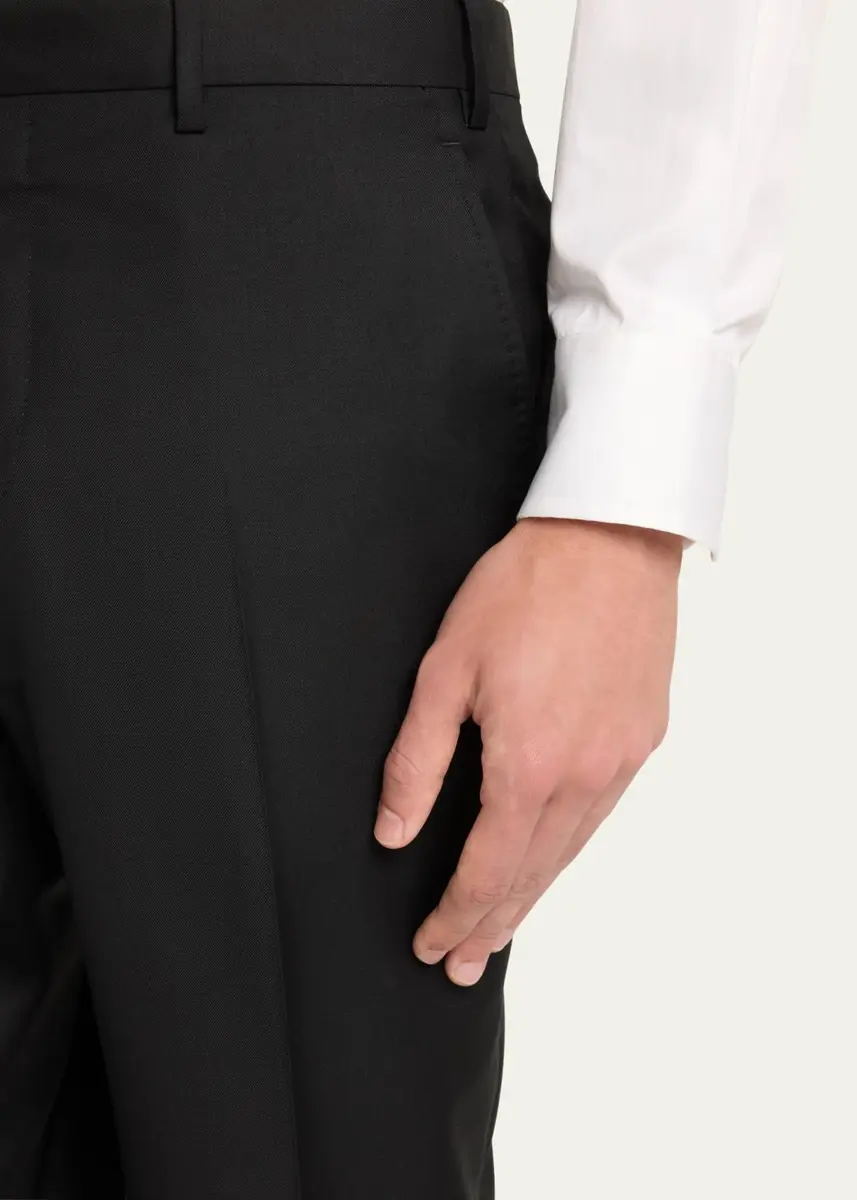Giorgio Armani Men's Flat-Front Wool Trousers | Thumbnail 5 Giorgio Armani Men's Flat-Front Wool Trousers | Thumbnail 5